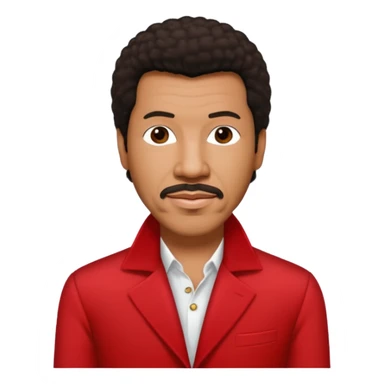 Lionel Richie with dark brown hair, red outfit sticker