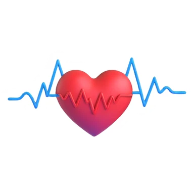 3D heart with blue and red ECG pulse line sticker