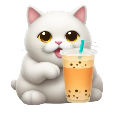Fat cat drinking bubble tea sticker