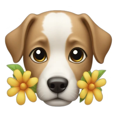 dog with flowers sticker
