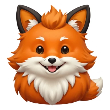 Floofy the Creampuff fox blackish away laughing, chubby. Black paws orange color sticker