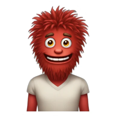 red hairy monster with a gentle smile sticker