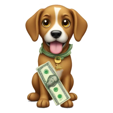 dog holding money wad sticker