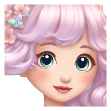 Dreamy pretty elegant kawaii shiny blushing shy anime pastel lady kawaii beautiful hair naturecore fairycore cottagecore jewels trending aesthetic sticker