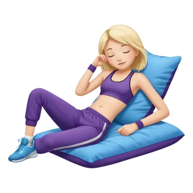 ten-year-old girl in a sports bra, trackpants, socks and high tops sleeping happily, prepubescent and flat-chested sticker