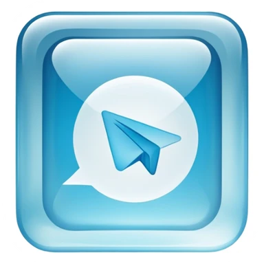 Telegram logo on a transparent glass square rounded block sticker