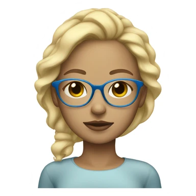 Blonde girl with blue highlights with light skin and glasses sleeping sticker