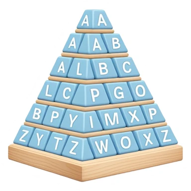 pastel blue alphabet blocks for children stacked in a pyramid sticker