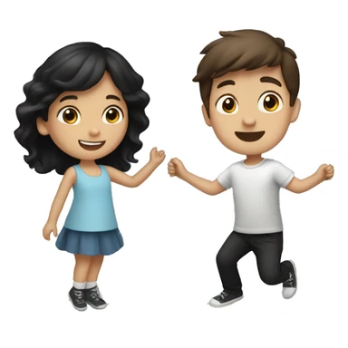 Brown hair little girl and black hair little boy swinging sticker