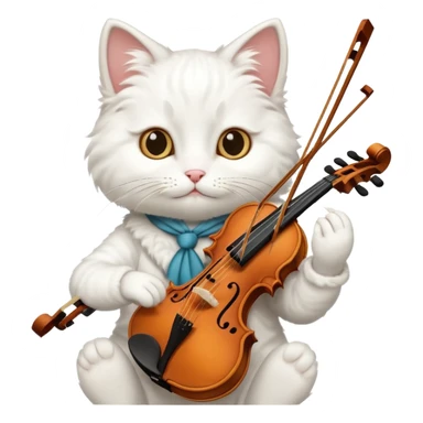 white cat play violin sticker