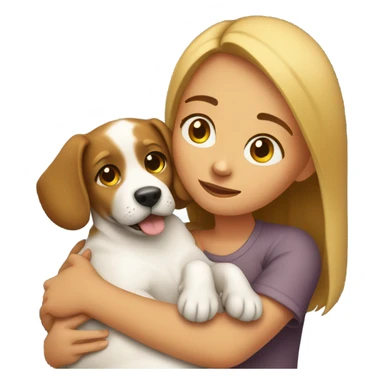 girl with her dog cuddles sticker