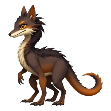 Brown and beige badass elegant wild beautiful natural cute badass epic exotic anthro modern furry 2-legged sergal-vernid-creature, full body, dark-brown-black-gradient pretty hair, with a long tufted tail, beautiful hazel-orange eyes, aesthetic, art by LiLaiRa, art by art by Falvie sticker