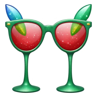glitter red and green glasses vertically sticker