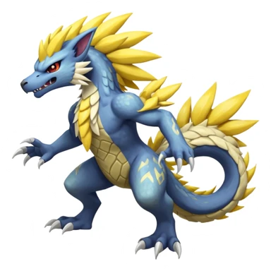 Scaly rough angry serene Asian painted scaly Manectric-Solgaleo-Electrike-Furfrou-Fakemon-fusion, full body sticker