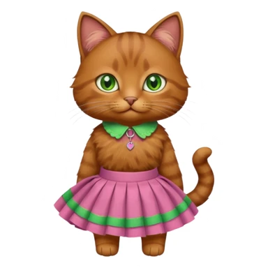 Brown cat wearing a skirt sticker
