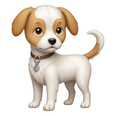 a full body white beagle x maltese x chi dog the size of a kelpie with light brown ears and a light brown patch on one eye sticker