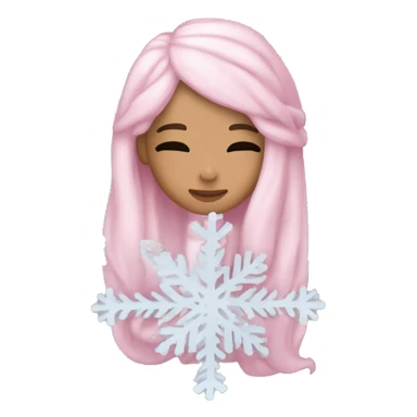 Ariana Grande sleeping light pink hair holding a snowflake sticker