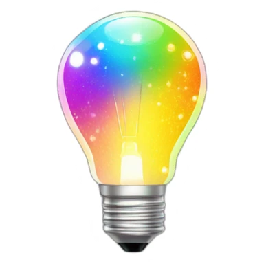 shiny  sparkles aroun the light bulb in rainbow sticker