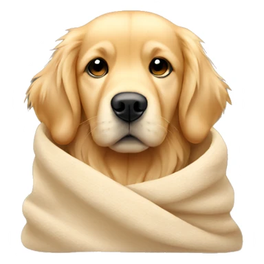 golden retriever cozy in beige blanket sticker