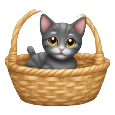 Kitten curled up in a basket sticker
