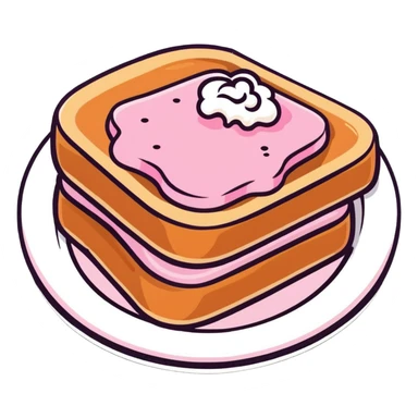 cute pink french toast with powdered sugar sticker