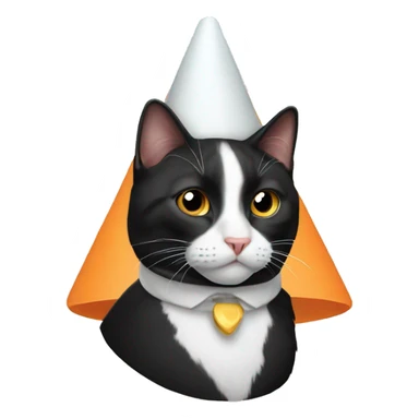 Tuxedo cat wearing cone sticker