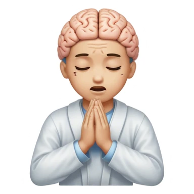 human praying is hit by a brain sticker