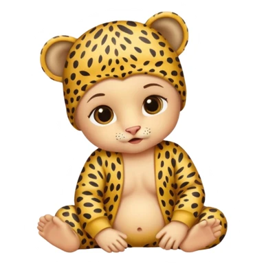 human baby with leopard patterned clothes sticker