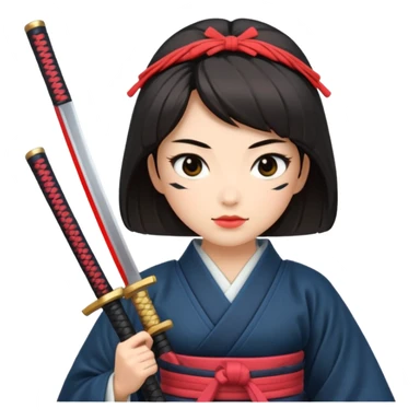 lady samurai holds katana japanese traditional clothing sticker