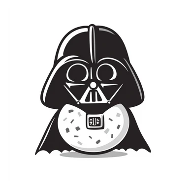 Oreo cookie dressed as Darth Vader with black helmet, cape and breathing apparatus sticker