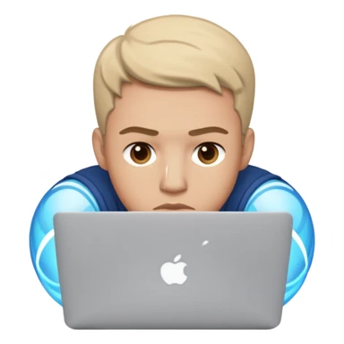 a man behind mackbook sticker