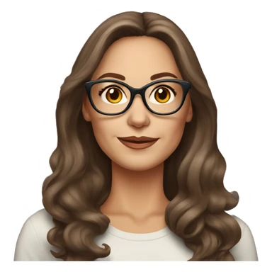 50 years old girl
long brown hair with volume styling
light skin
glasses with refined frame
Brown eyes with cat eye liner sticker