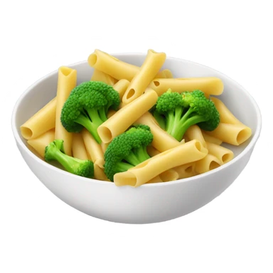 penne Pasta with 3 cut broccoli spread in bowl  sticker