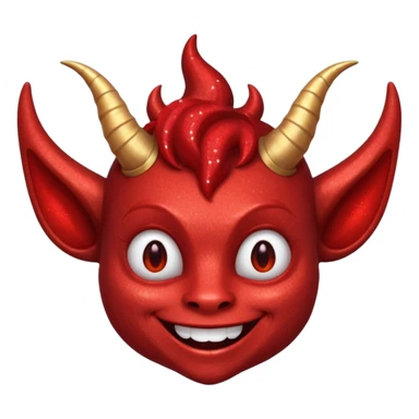 red glitter smilling imp sticker
