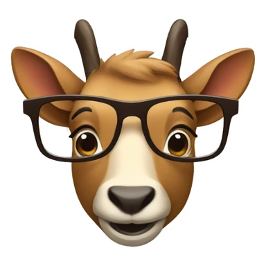 happy smart smiling brown chamois with glasses turn to left sticker