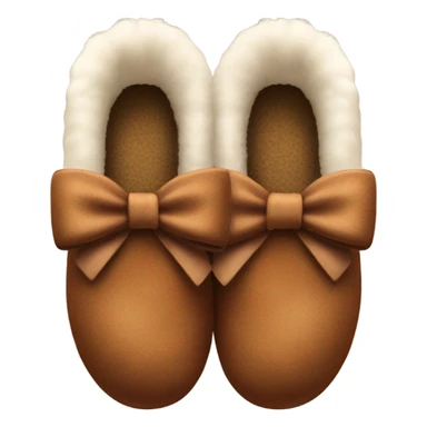 Brown house shoes with bows to the side and fluffy inside sticker