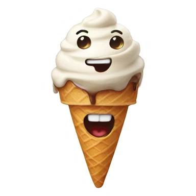 Smile face eating ice cream sticker