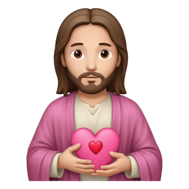 Jesus with a pink bible and a heart sticker