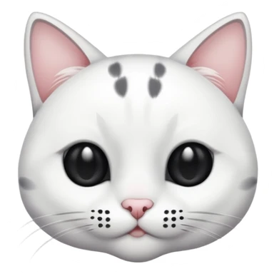 white cat with three black spots on its face, simple and clear design sticker