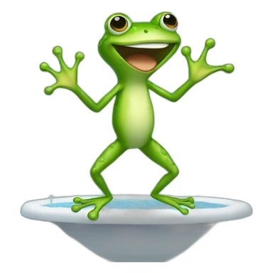 Frog standing up dancing in the shower sticker