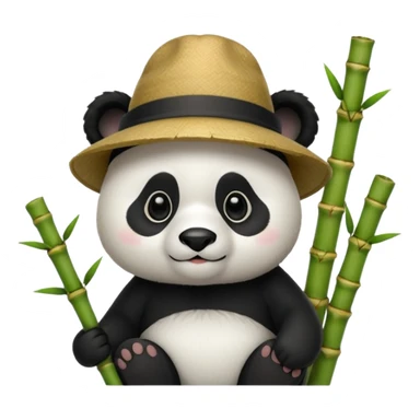 panda wearing hat with bamboo sticker