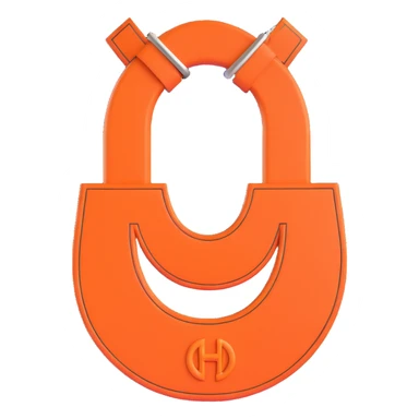 horseshoe, 3D, Hermès orange, leather texture, premium, no text sticker