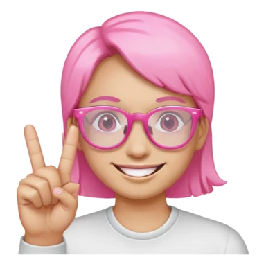 Smiling with pink glasses and middle finger up  sticker