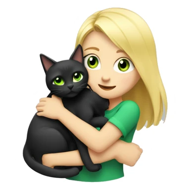 blonde with blue eyes girl hugs a black cat with green-yellow eyes blonde girl hugs a gray cat with green-yellow eyes sticker