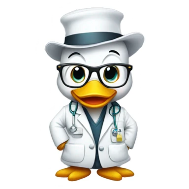 A cute duck wearing  glasses and labcoat sticker