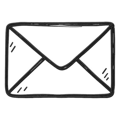 e-mail icon, hand drawn envelope, sketchy lines, playful, hand drawn icon style sticker