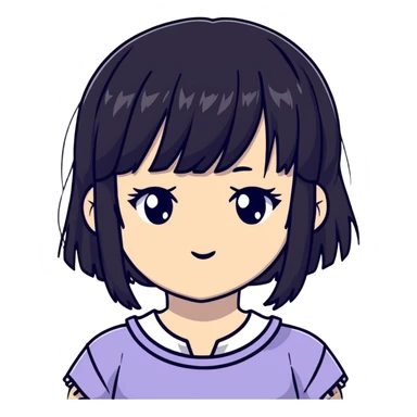 anime girl with black bangs sticker