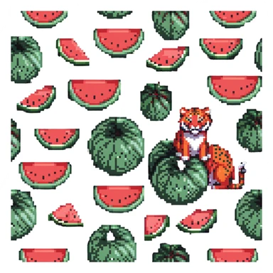 tiger hiding behind watermelon sticker