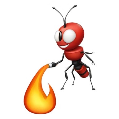 Ant on fire guy with fire extinguisher sticker