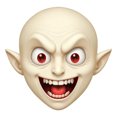 Cinematic Comical Vampire Portrait Emoji, with a sharply stylized, slightly caricatured pale face accented with exaggerated fangs and overly dramatic wide eyes filled with comic shock, head tilted in a hilariously startled pose, simplified yet amusingly detailed, glowing with a soft mysterious glow and a playful outline capturing the quirky humor of a vampire in disbelief! sticker